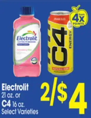 Jewel-Osco Electrolit 21 oz. or C4 16 oz offer