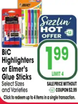 Jewel-Osco BiC Highlighters or Elmer's Glue Sticks offer