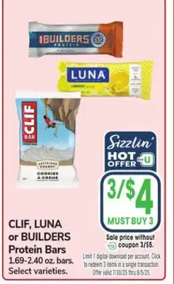 Jewel-Osco CLIF, LUNA or BUILDERS Protein Bars offer
