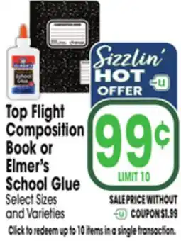 Jewel-Osco Top Flight Composition Book or Elmer's School Glue offer