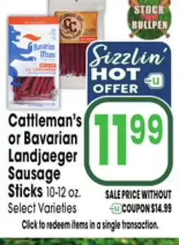 Jewel-Osco Cattleman's or Bavarian Landjaeger Sausage Sticks offer