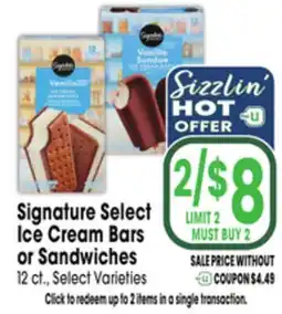 Jewel-Osco Signature Select Ice Cream Bars or Sandwiches offer