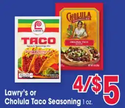 Jewel-Osco Lawry's or Cholula Taco Seasoning offer