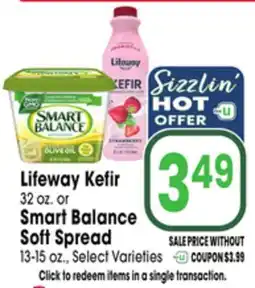 Jewel-Osco Lifeway Kefir 32 oz. or Smart Balance Soft Spread 13-15 oz offer