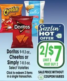 Jewel-Osco Doritos 9-9.3 oz., Cheetos or Simply 7-8.5 oz offer