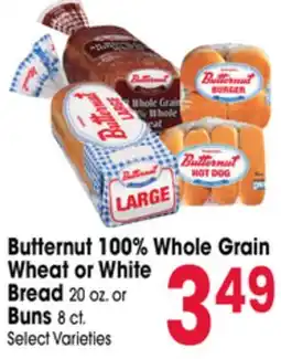 Jewel-Osco Butternut 100% Whole Grain Wheat or White Bread 20 oz. or Buns 8 ct offer