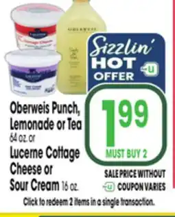 Jewel-Osco Oberweis Punch, Lemonade or Tea 64 oz. or Lucerne Cottage Cheese or Sour Cream 16 oz offer
