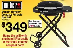 Ace Hardware Weber Traveler Compact Portable Gas Grill offer