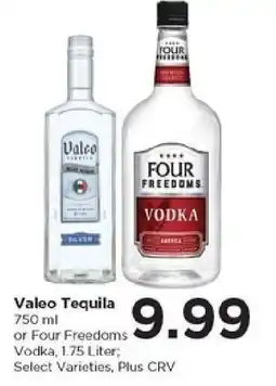 Food 4 Less Valeo Tequila or Four Freedoms Vodka offer