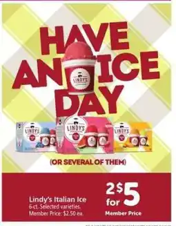 Safeway Lindy's Italian Ice offer