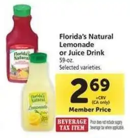 Safeway Florida's Natural Lemonade or Juice Drink offer