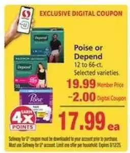 Safeway Poise or Depend offer