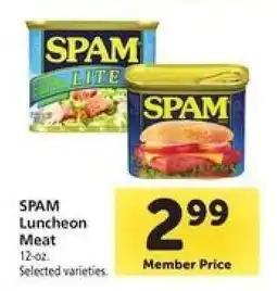 Safeway Spam Luncheon Meat offer