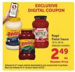 Safeway Ragú Pasta Sauce offer