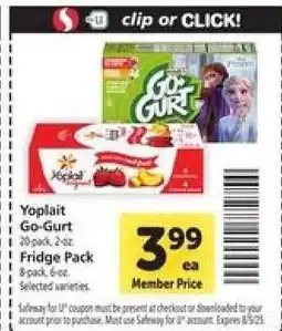 Safeway Yoplait Go-gurt offer