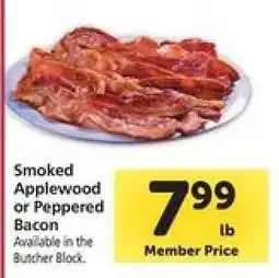 Safeway Smoked Applewood or Peppered Bacon offer