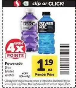 Safeway Powerade offer