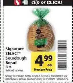 Safeway Signature SELECT Sourdough Bread offer