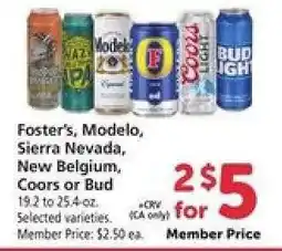 Safeway Foster's, Modelo, Sierra Nevada, New Belgium, Coors or Bud offer