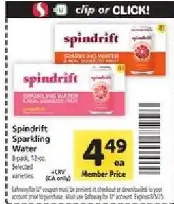 Safeway Spindrift Sparkling Water offer