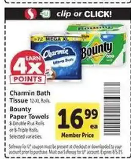Safeway Charmin Bath Tissue, Bounty Paper Towels offer