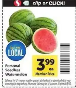 Safeway Personal Seedless Watermelon offer