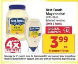 Safeway Best Foods Mayonnaise offer