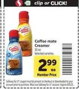 Safeway Coffee mate Creamer offer
