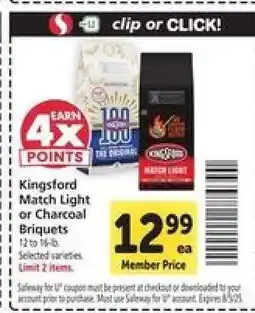Safeway Kingsford Match Light or Charcoal Briquets offer