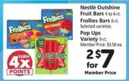 Safeway Nestlé Outshine Fruit Bars, Frollies Bars, Pop Ups Variety offer