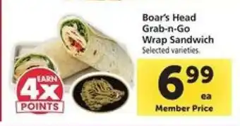 Safeway Boar's Head Grab-n-Go Wrap Sandwich offer