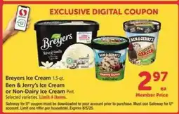 Safeway Breyers Ice Cream or Ben & Jerry's Ice Cream offer