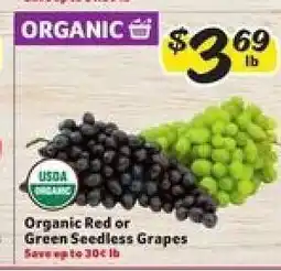 Winn Dixie Organic Red or Green Seedless Grapes offer