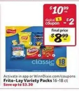 Winn Dixie Frito Lay Variety Packs offer
