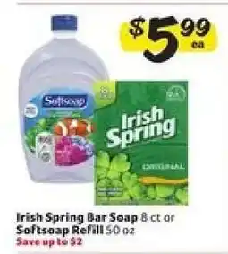 Winn Dixie Irish Spring Bar Soap or Softsoap Refill offer