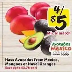 Winn Dixie Hass Avocados from Mexico, Mangoes or Navel Oranges offer