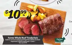 Winn Dixie Farms Whole Beef Tenderloin offer