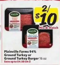 Winn Dixie Plainville Farms 94% Ground Turkey or Ground Turkey Burger offer