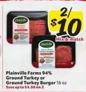 Winn Dixie Plainville Farms 94% Ground Turkey or Ground Turkey Burger offer