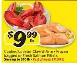 Winn Dixie Cooked Lobster Claw & Arm • Frozen bagged or Fresh Salmon Fillets offer