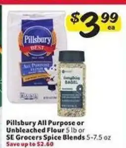 Winn Dixie Pillsbury All Purpose or Unbleached Flour or SE Grocers Spice Blends offer