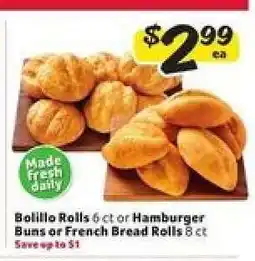 Winn Dixie Bolillo Rolls or Hamburger Buns or French Bread Rolls offer