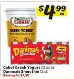 Winn Dixie Cabot Greek Yogurt or Danimals Smoothie offer