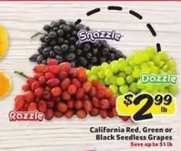 Winn Dixie California Red, Green or Black Seedless Grapes offer