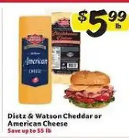 Winn Dixie Dietz & Watson Cheddar or American Cheese offer
