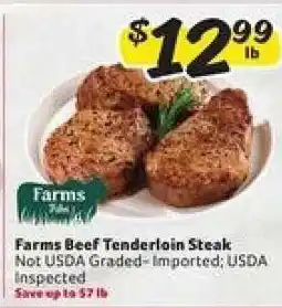 Winn Dixie Farms Beef Tenderloin Steak offer