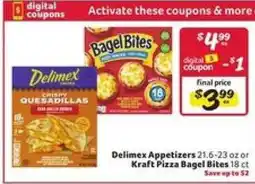 Winn Dixie Delimex Appetizers or Kraft Pizza Bagel Bites offer