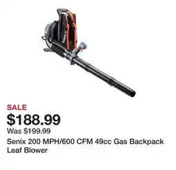 Tractor Supply Company Senix 200 MPH/600 CFM 49cc Gas Backpack Leaf Blower offer