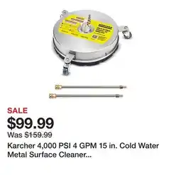 Tractor Supply Company Karcher 4,000 PSI 4 GPM 15 in. Cold Water Metal Surface Cleaner with 3 Wheels offer