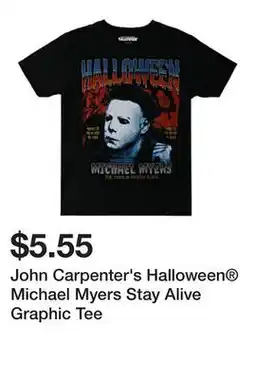 Five Below John Carpenter's Halloween Michael Myers Stay Alive Graphic Tee offer